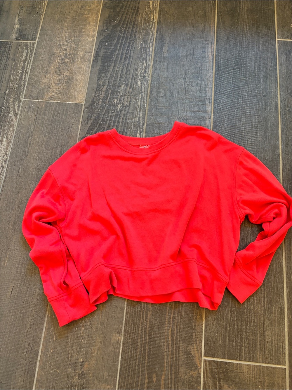 Danskin Bright Red Cropped Crew Sweatshirt